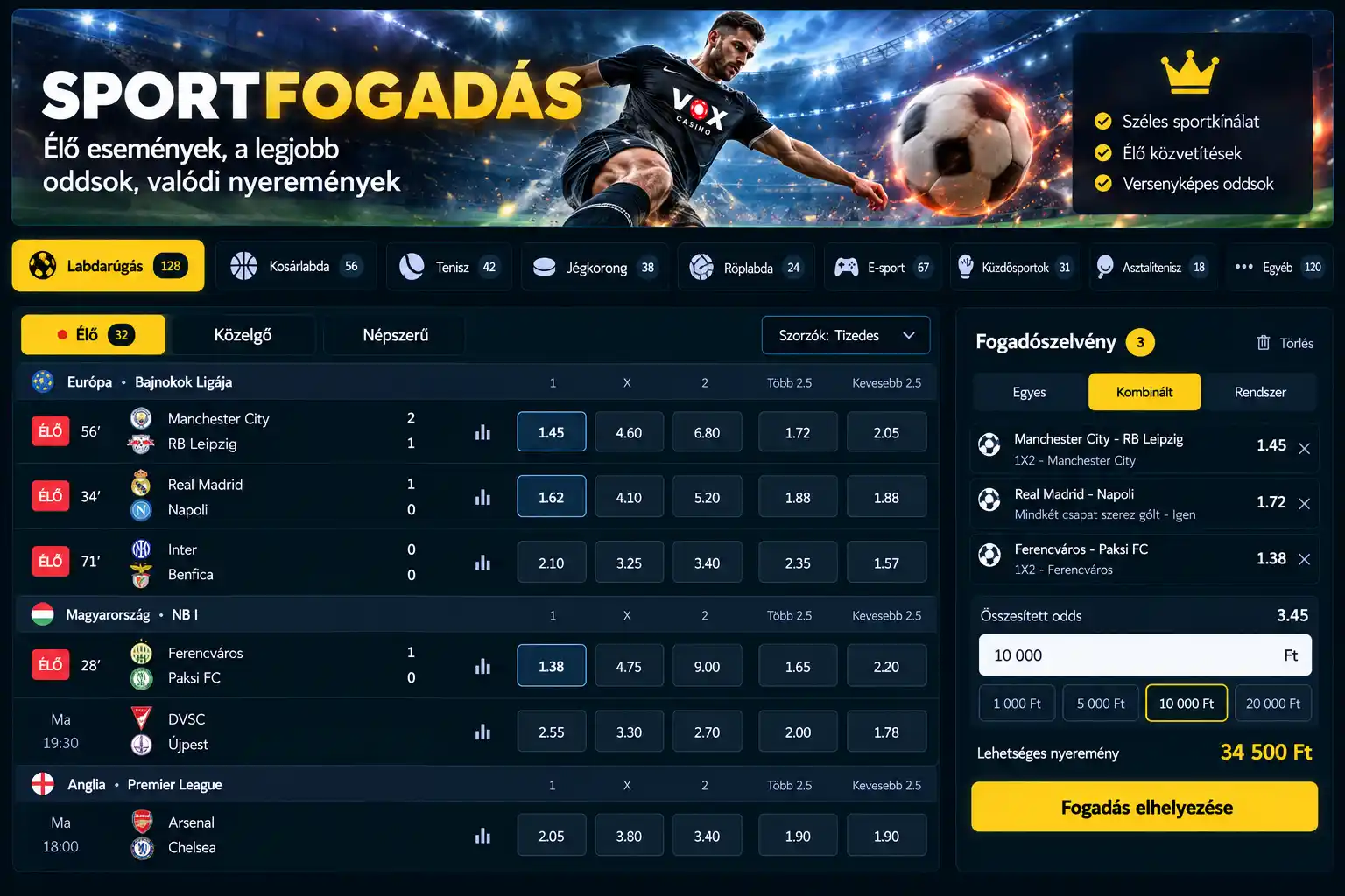 Vox Casino sportfogadás oldal